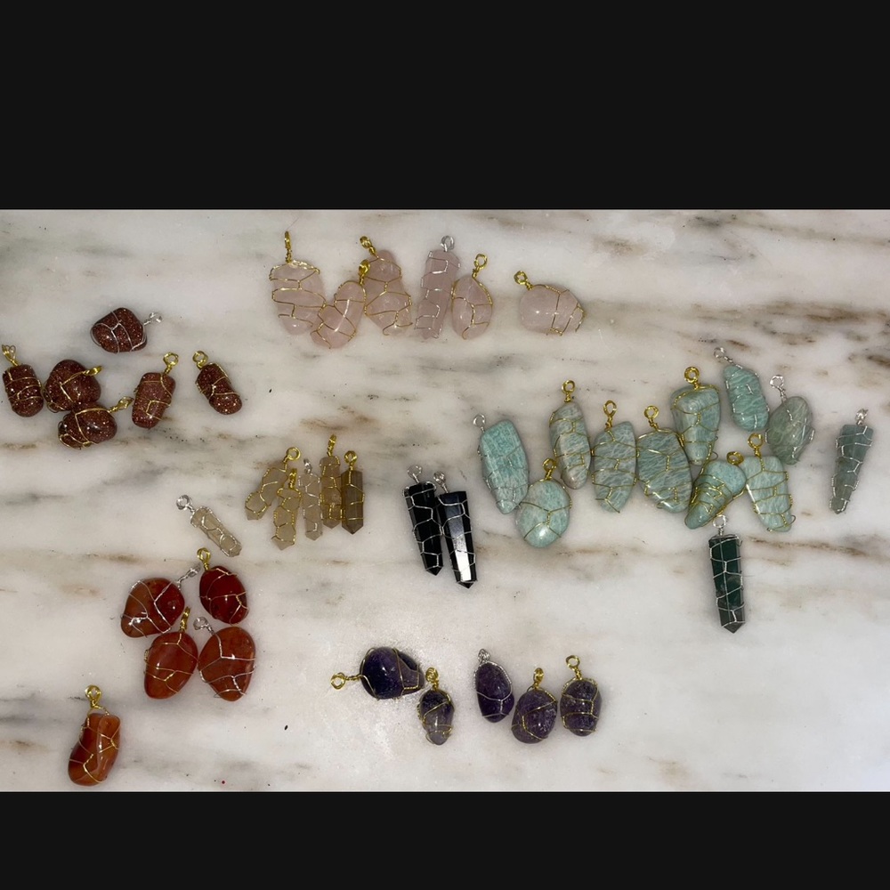 Wire wrapped Crystal Pendant Bundle 40 Total